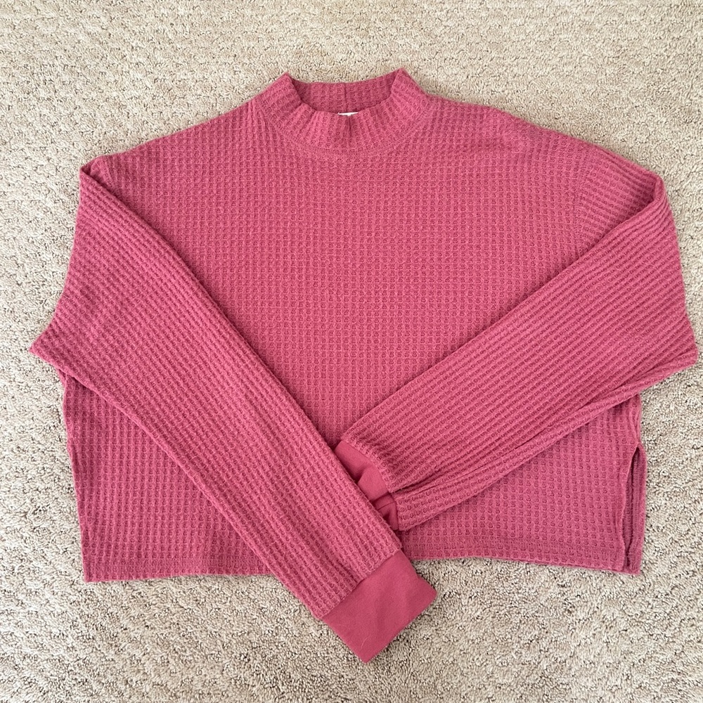 Pink High-neck Cropped Sweater
